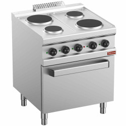 DIAMOND - Fourneau électrique 4 plaques sur four électrique  GN 2/1  2x 2,6 kW et 2x 1,5 kW, Ø 220 mm