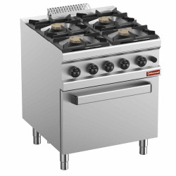 DIAMOND - Fourneau gaz 4 feux vifs sur four gaz GN 2/1 160°C à 310°C