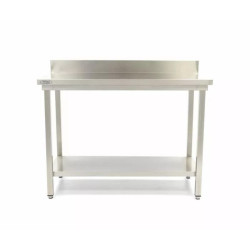 MAXIMA - Table en acier inoxydable - 60 x 60 cm - hauteur réglable - avec dosseret et étagère de rangement