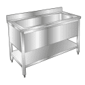 NOSEM - Plonge pâtissière inox - 1 bac - Profondeur 700 mm - Longueur 1600 mm - Avec étagère - PGGN16ET