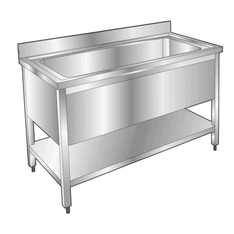 NOSEM - Plonge pâtissière inox - 1 bac - Profondeur 700 mm - Longueur 1600 mm - Avec étagère - PGGN16ET