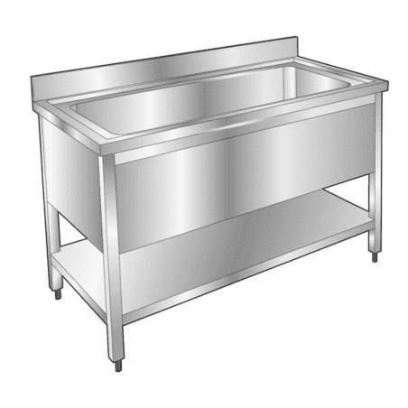 NOSEM - Plonge pâtissière inox - 1 bac - Profondeur 700 mm - Longueur 1600 mm - Avec étagère - PGGN16ET