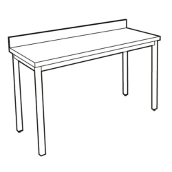 NOSEM - Table adossée inox profondeur 600 mm - Longueur 1600 mm - Sans étagère - TA616T