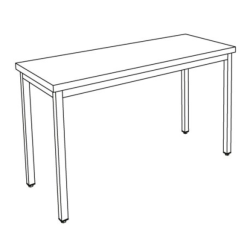 NOSEM - Table centrale inox profondeur 700 mm - Longueur 1200 mm - Sans étagère - TC712T