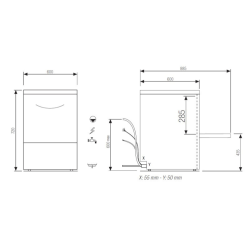 Elettrobar - Lave-verres/vaisselle commutable en 230 v - Panier 500 x 500 mm - NIAGARA