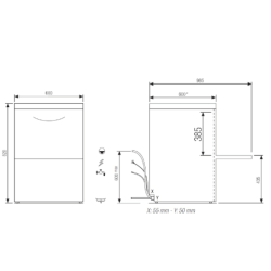 Elettrobar - Lave-vaisselle 15 litres sans adoucisseur - Panier 500 x 500 mm - Commutable en 230 V  - NIAGARA