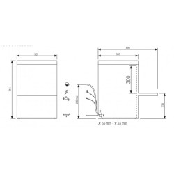 Lave-verres - 14 litres - STEELTECH DG - Panier 450 x 450 mm - Sans adoucisseur - STEEL350DG - COLGED