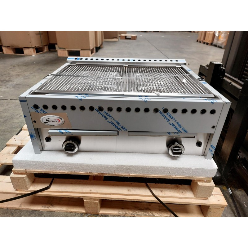 Déstockage - Wood steak grill gaz double - L 780 mm - 14156A