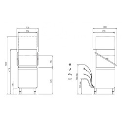 Lave-vaisselle à capot - 15 litres - STEELTECH V1 - Panier 500 x 500 mm - COLGED