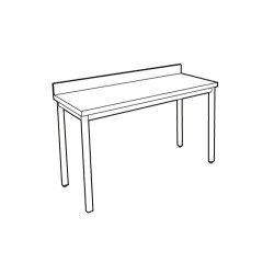 Table adossée inox profondeur 700 mm - Longueur 1200 mm - Sans étagère - TA712T