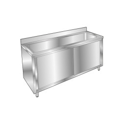 Plonge pâtissière inox - 1 bac - Profondeur 700 mm - Longueur 1600 mm - Placard fermé - PGGN16PT