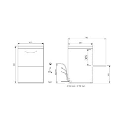 Elettrobar - NIAGARA - Lave-vaisselle avec adoucisseur - Panier 500 x 500 mm - Commutable en 230 V - NIAG261MAV1