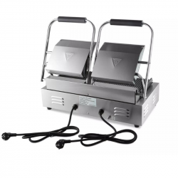 GRILL CONTACT DOUBLE PROFESSIONNEL - RAINURE EN HAUT ET EN BAS