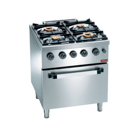 DIAMOND - Fourneau gaz 4 feux vifs sur four gaz GN 2/1 160°C à 310°C