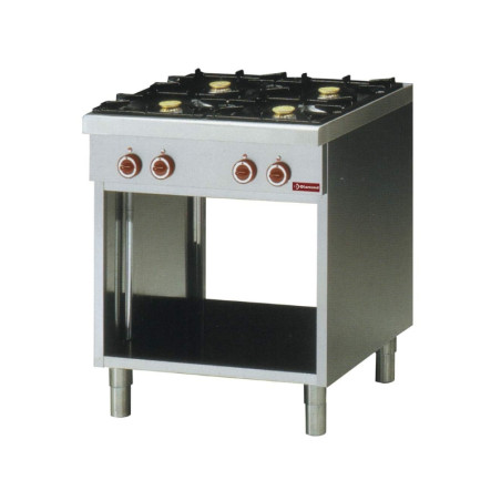 DIAMOND - Fourneau 4 brûleurs, 2x 3,6 kW et 2x de 5 kW feux vifs sur armoire ouverte