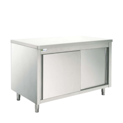 AFI - Table armoire neutre P70 cm - L100/250 cm - portes coulissantes