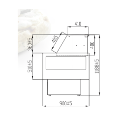 ISOTECH - Comptoir d'exposition - + 3°C/+ 5°C - Vitrage droit rabattable - froid ventilé - L. 104 à 296 cm