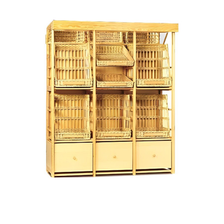 La Boulangère 3 éléments  Etagère à pain + coffres L.129 x P.60 x H220