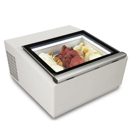 COMBISTEEL - Vitrine à crème glacée de table ouverture côté artisan - 3X5 LTR