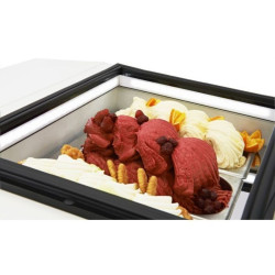 COMBISTEEL - Vitrine à crème glacée de table ouverture côté artisan - 3X5 LTR