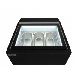 COMBISTEEL - Vitrine à crème glacée de table noir ouverture côté client - 3X5 LTR
