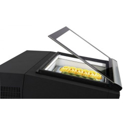 COMBISTEEL - Vitrine à crème glacée de table noir ouverture côté client - 3X5 LTR