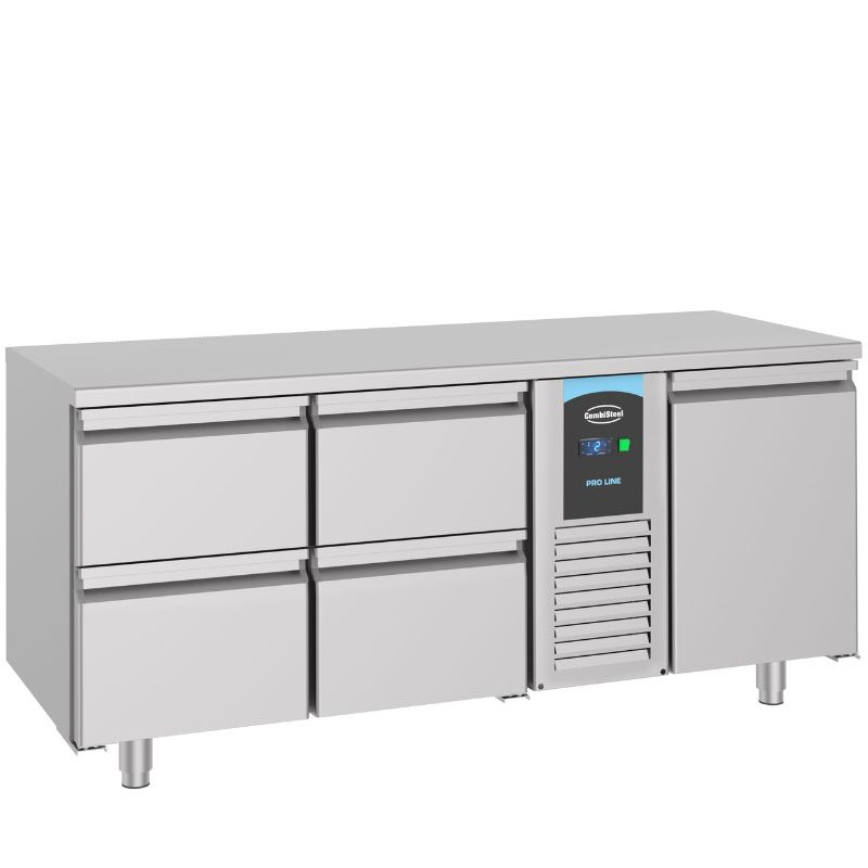 COMBISTEEL - Table réfrigérée positive -2/+8°C - 474L - 1P + 4 Tiroirs gauche - H85 CM