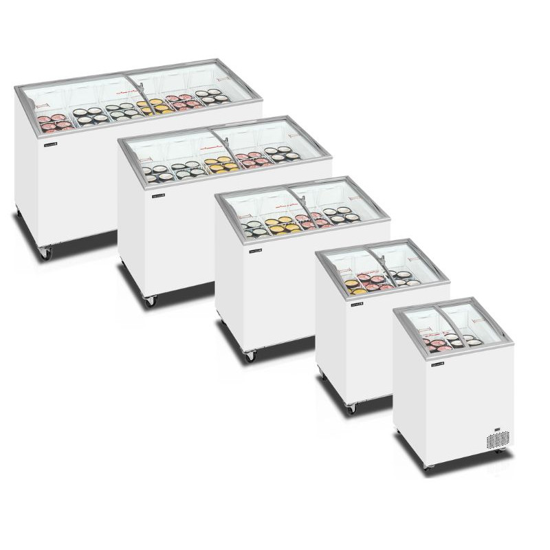 TEFCOLD - Congélateur pour crème glacée artisanale 352 litres couvercles coulissants incurvés