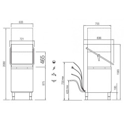 COLGED - Lave-vaisselle - 22 litres - 51 casiers/h Panier 500 x 500 mm - TOPTECH