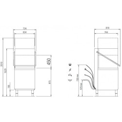 NOSEM- Lave-vaisselle à capot - 15 litres - Panier 500 x 500 mm