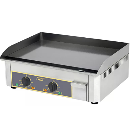ROLLER GRILL - Plaque lisse à snacker électrique - Emaillée - 2 zones de chauffe