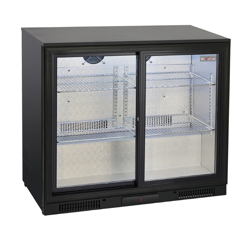 DIAMOND - Refroidisseur de bouteilles 201 litres "arrière bar" ventilé 2 portes vitrées coulissantes