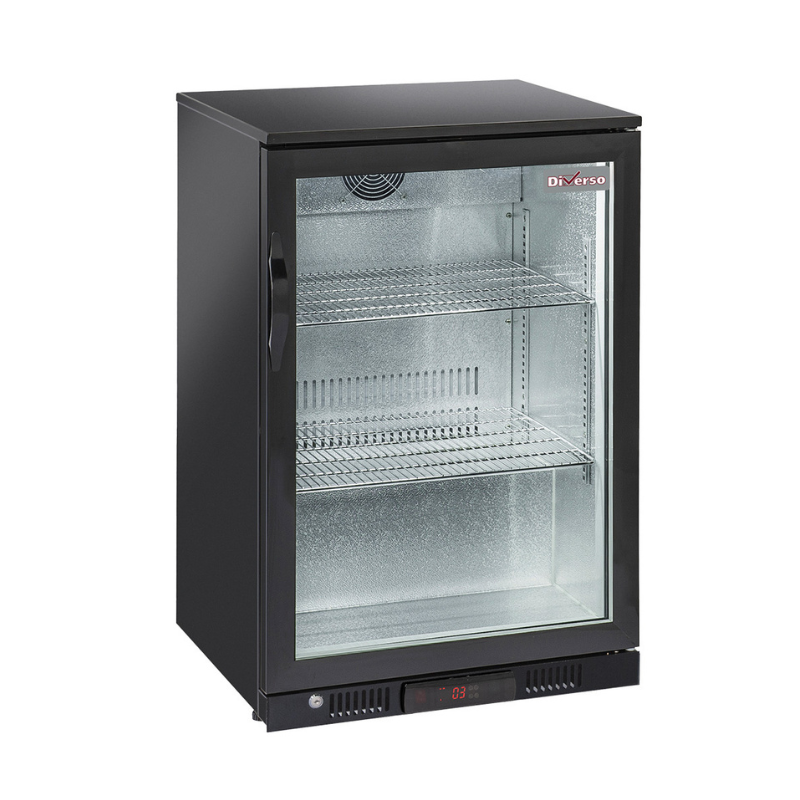 DIAMOND - Refroidisseur de bouteilles 133 litres "arrière bar" ventilé, 1 porte vitrée battante