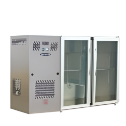 Unifrigor - Arrière-bar Inox - 223 litres - Série LEDS - Groupe logé - 2 petites portes vitrées