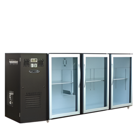 UNIFRIGOR - Arrière-bar Skinplate - 390 litres - Série LEDS - Groupe logé - 3 petites portes vitrées