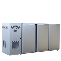 UNIFRIGOR - Arrière-bar Inox - 436 litres - Série LEDS - Groupe logé - 3 moyennes portes vitrées
