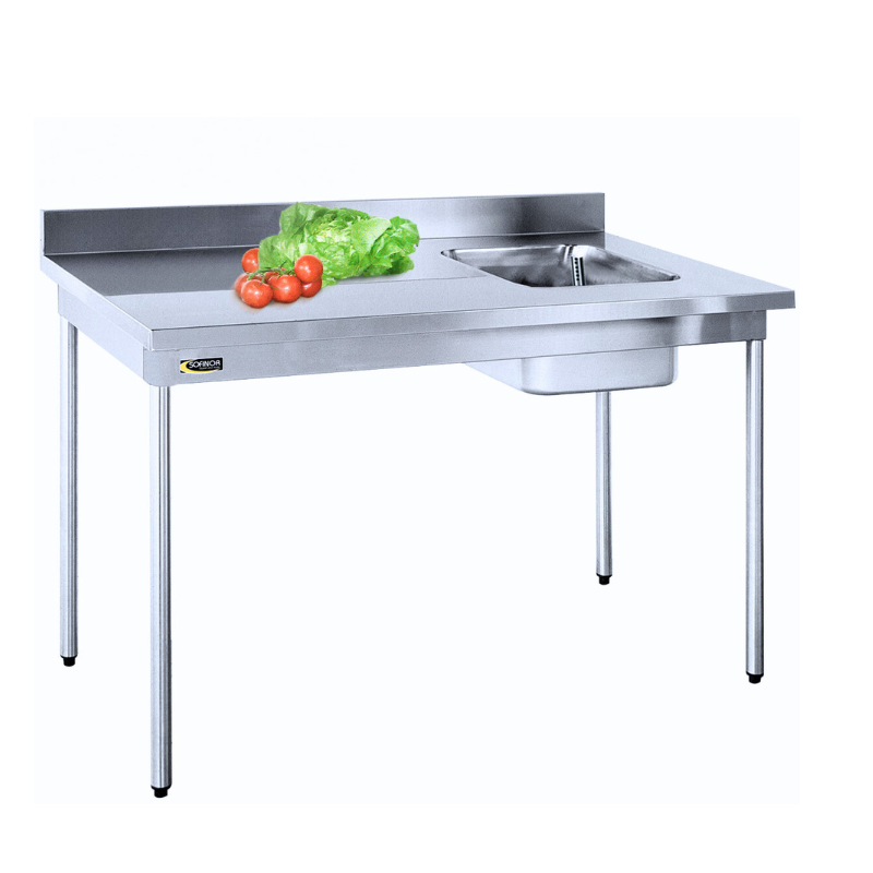 SOFINOR -  Tables du chef à bords droits cuve  à droite 400x400x250 mm