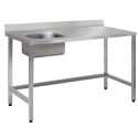 SOFINOR -  Tables du chef adossées cuve à gauche P60 cm pied carrés soudés
