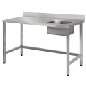 SOFINOR -  Tables du chef adossées cuve à droite P60 cm étagère à pied carrés soudés