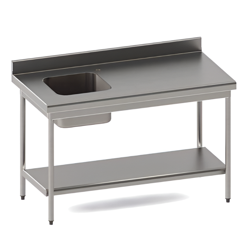 SOFINOR -  Table du chef standards cuve à  gauche P70 cm  bord rayonné 15/10èmes grande cuisine
