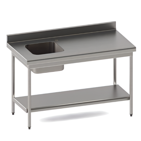 SOFINOR -  Table du chef standards cuve à  gauche P70 cm  bord rayonné 15/10èmes grande cuisine
