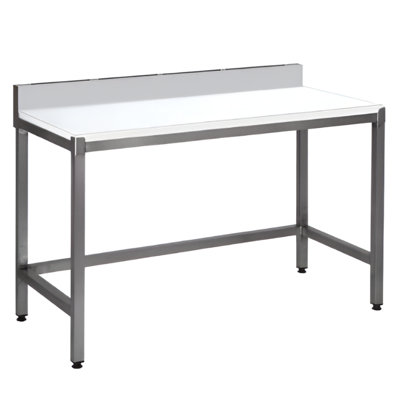 SOFINOR - Tables de découpe dessus polyéthylène P70 + 25 cm dosseret porte couteaux à pied carrés soudés