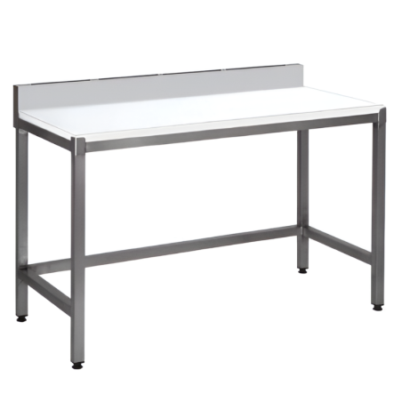 SOFINOR - Tables de découpe dessus polyéthylène P70 + 25 cm dosseret porte couteaux à pied carrés soudés