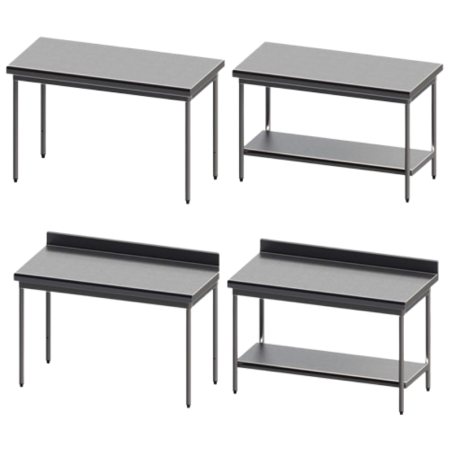 SOFINOR - Tables démontables P60 cm H90 cm dosseret sur vérins rayonnées GRANDE CUISINE