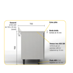 SOFINOR - Meubles bas bords centrale sur pied ABS droits L60 cm H90 cm