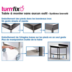 SOFINOR - Tables dosseret P60 cm H90 cm démontables standard sur roulettes chape polyamide