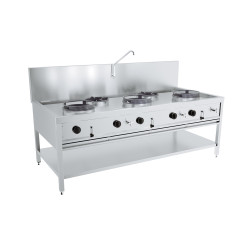 TABLE WOK À GAZ 3X17KW + 2X9KW