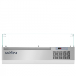 COLDLINE - SALADETTE  VITREE GN 1/4 - 130 cm - 35 L - TOUT INOX - VITRAGE DROIT