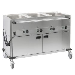 CASSELIN - CHARIOT BAIN-MARIE À EAU 3XGN 1/1 AVEC SOUBASSEMENT CHAUFFANT HORIZONTAL