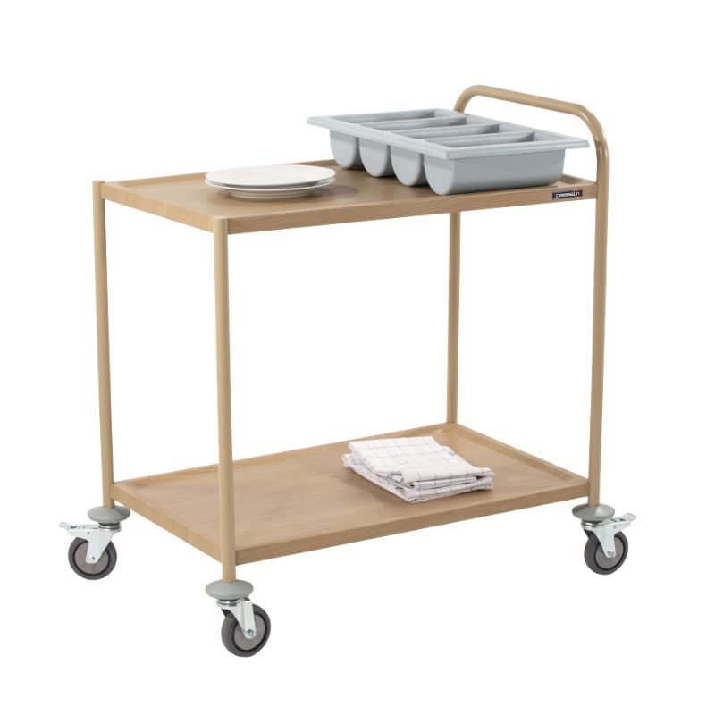 CASSELIN - CHARIOT DE SERVICE IMITATION BOIS 2 PLATEAUX 1 ARCEAU